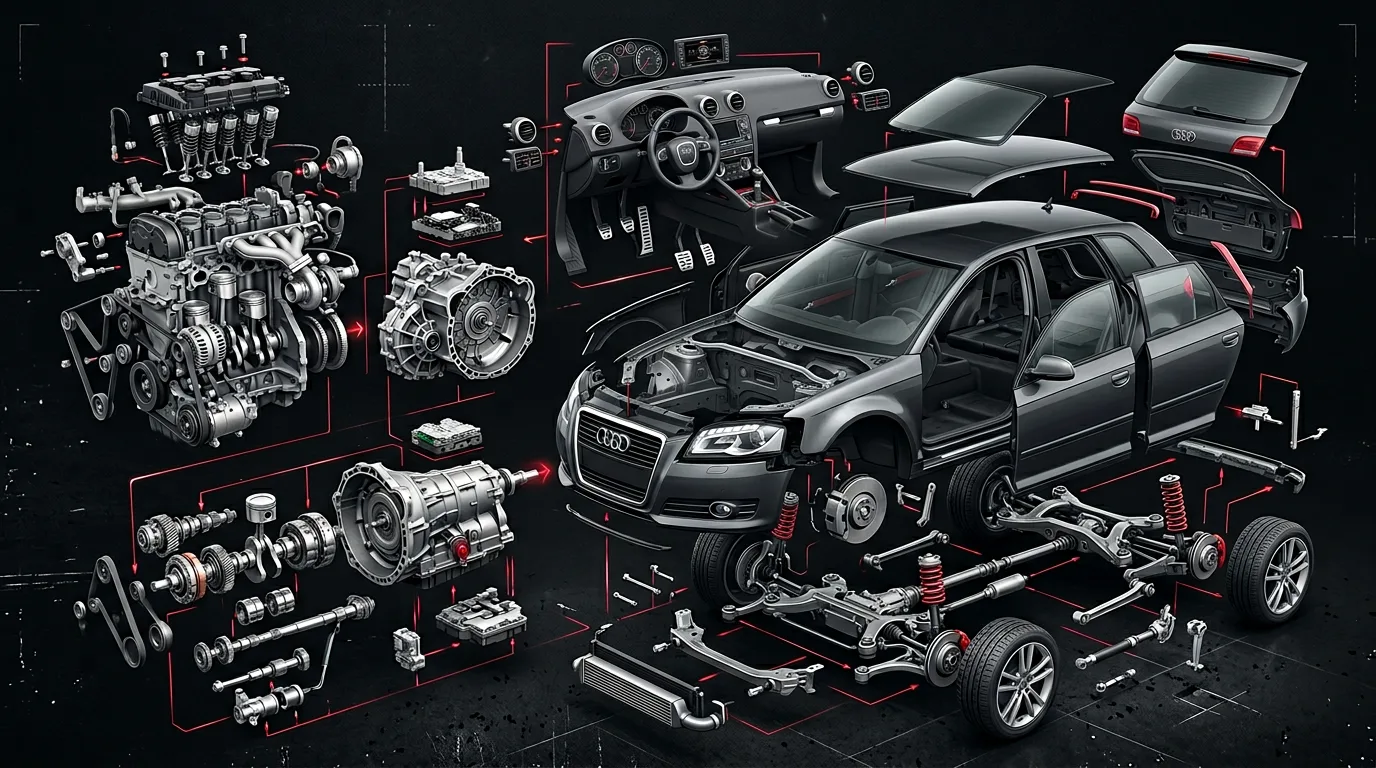 2009 Audi A3 facelift exploded parts view