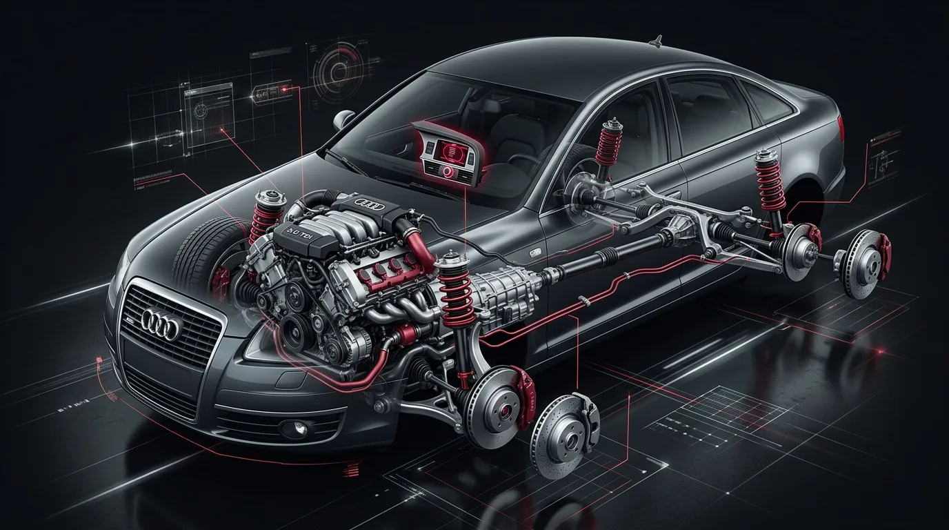 Audi A6 C6 air suspension and V6 TDI components