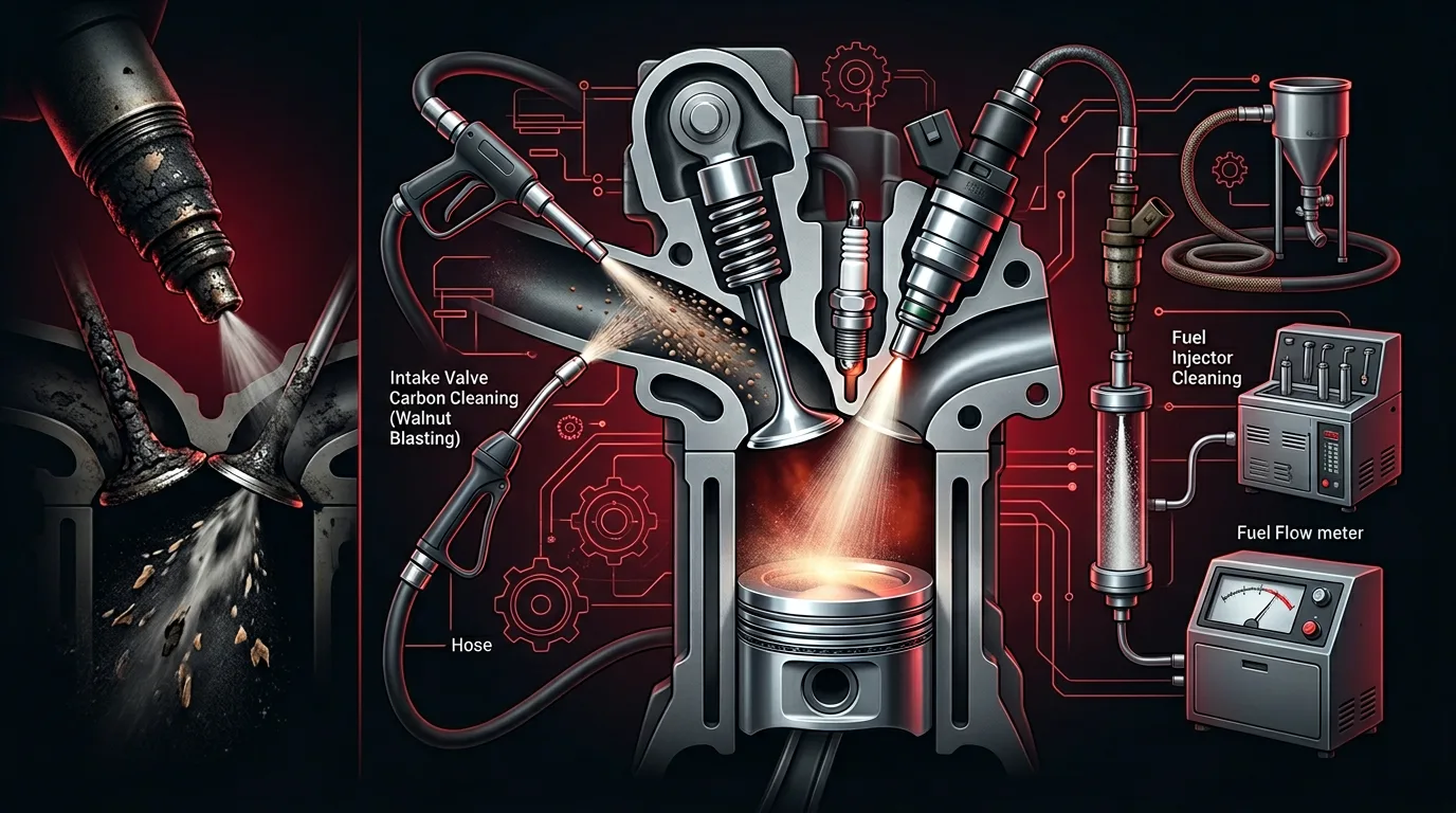 Direct injection fuel system and carbon buildup
