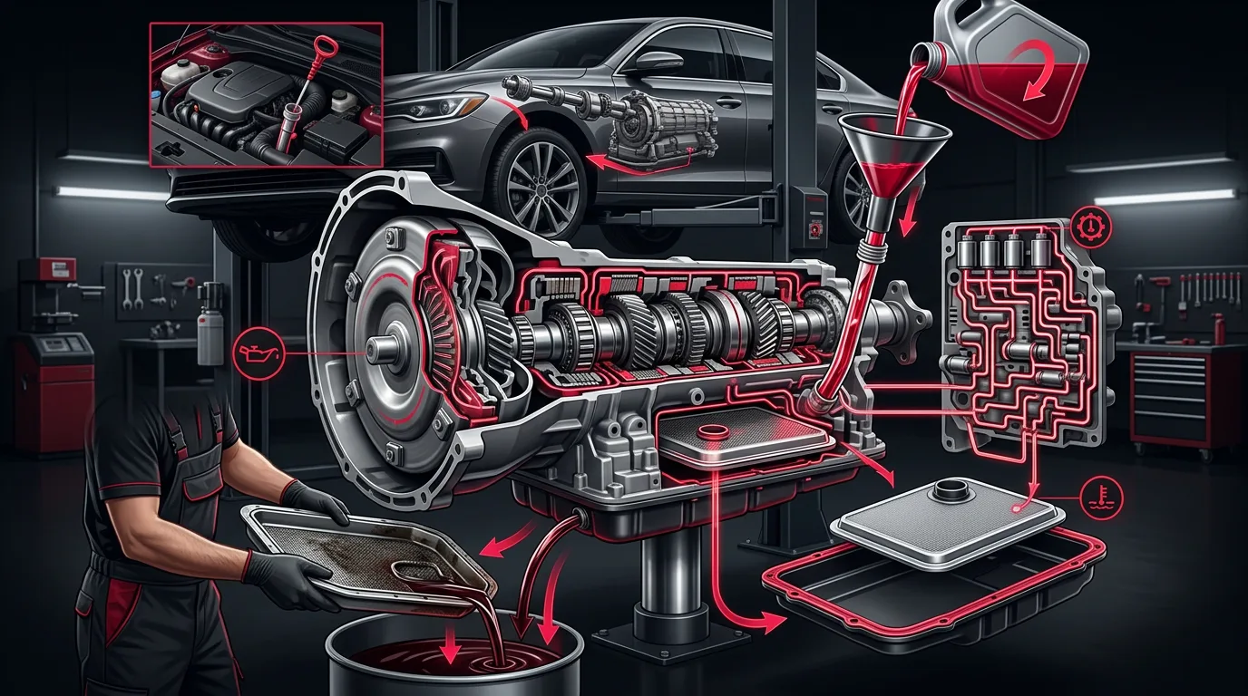 Automatic transmission internals and fluid pathways
