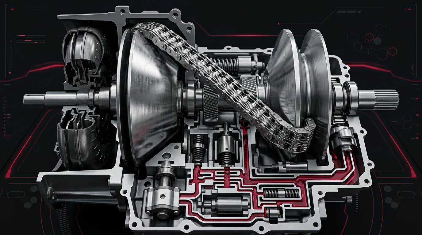 CVT variator chain and conical pulley system